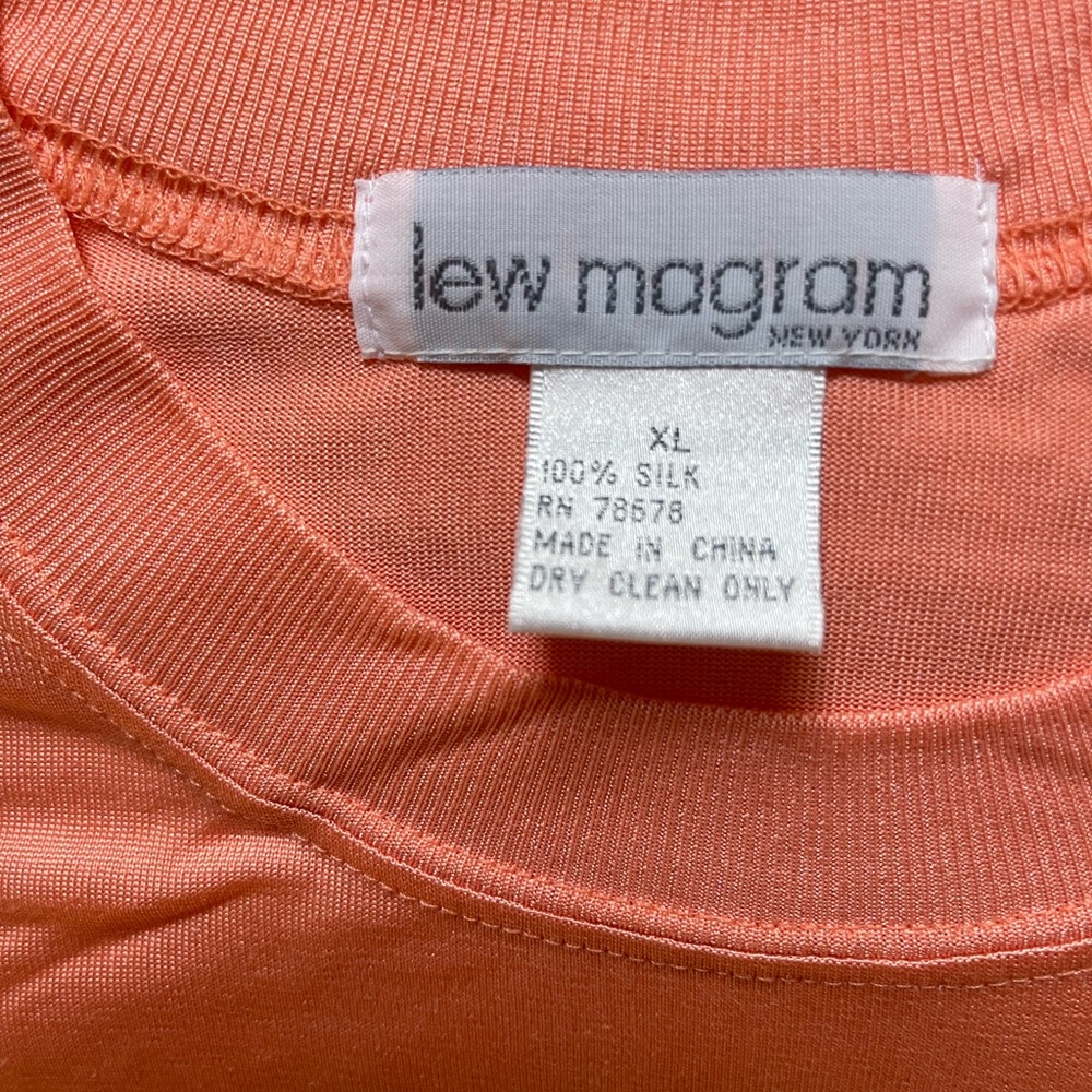 Peach Pink 100% Silk - Short Sleeve Tee Casual Top - Picture 2 of 7
